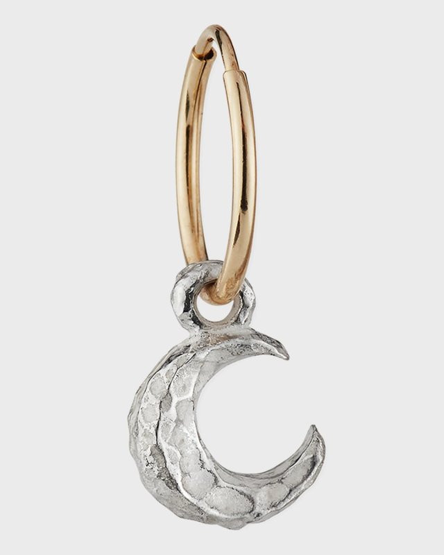 Tiny Lotus Crescent Earring, Single